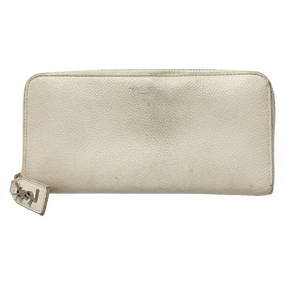 Saint Laurent Handbags - Saint Laurent Paris Long Wallet Ivory Zip Around Leather